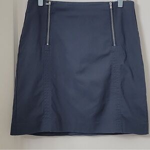 LOFT Navy Mini Skirt with Silver Zippers